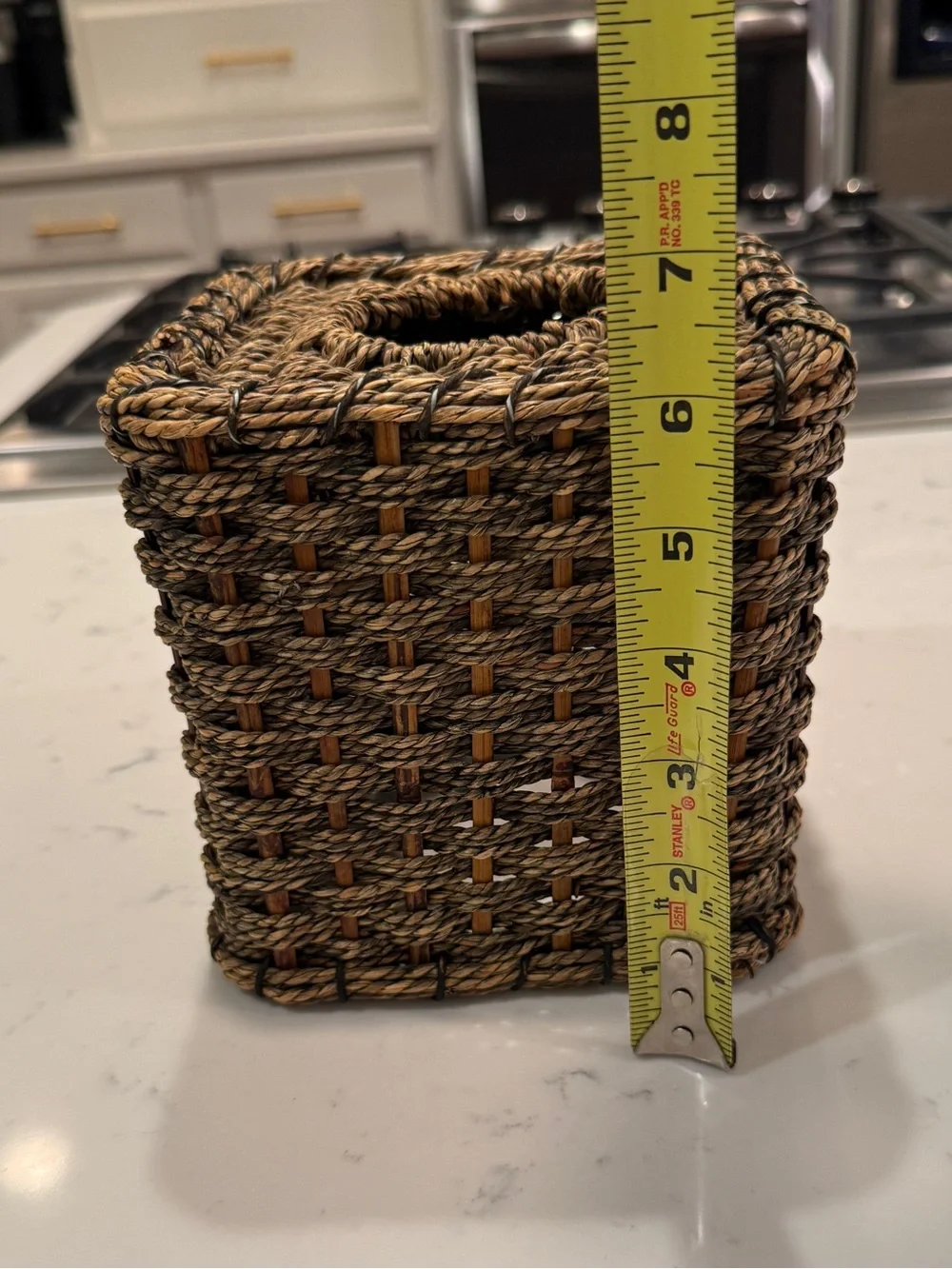 Handwoven Seagrass Tissue Box Cover | Rustic Farmhouse Coastal Decor